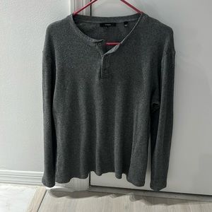 Vince Waffle Henley shirt, color gray, size L
